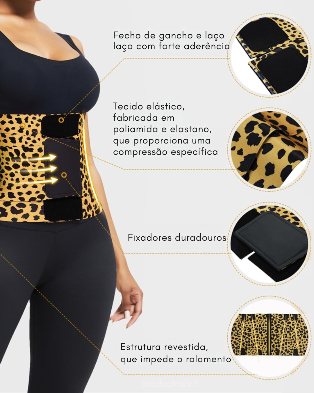 Cinto modelador de cintura com tripla volta