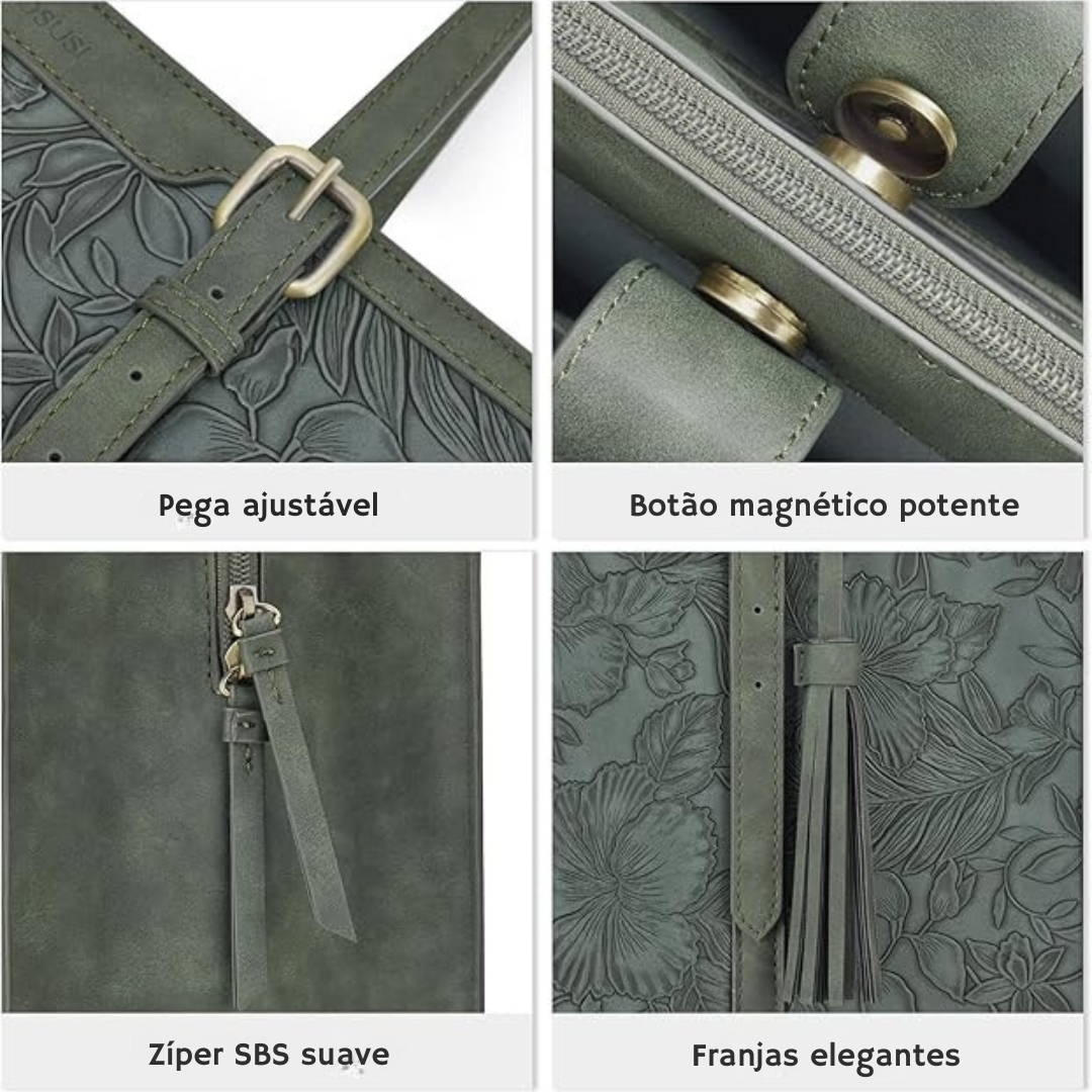 Bolsa vintage de senhora para portátil em couro