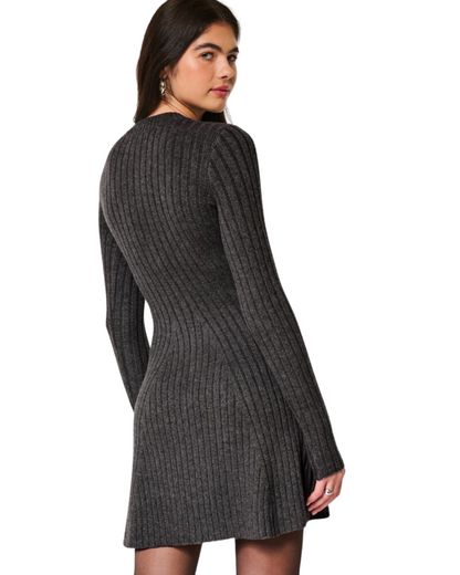 Vestido camisola de manga comprida com gola redonda para mulher 