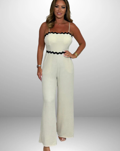 Macacão com pelo, decote e pernas compridas 