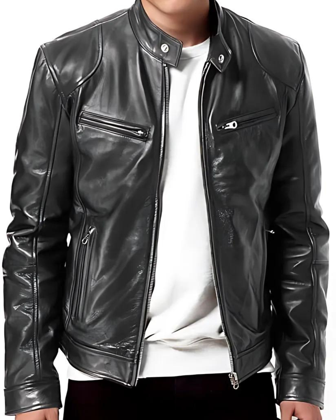 Casaco de cabedal para homem