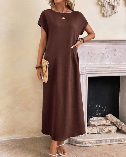 Vestido feminino comprimido, comprido e solto 