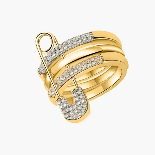 Anel brilhante com pino decorativo 