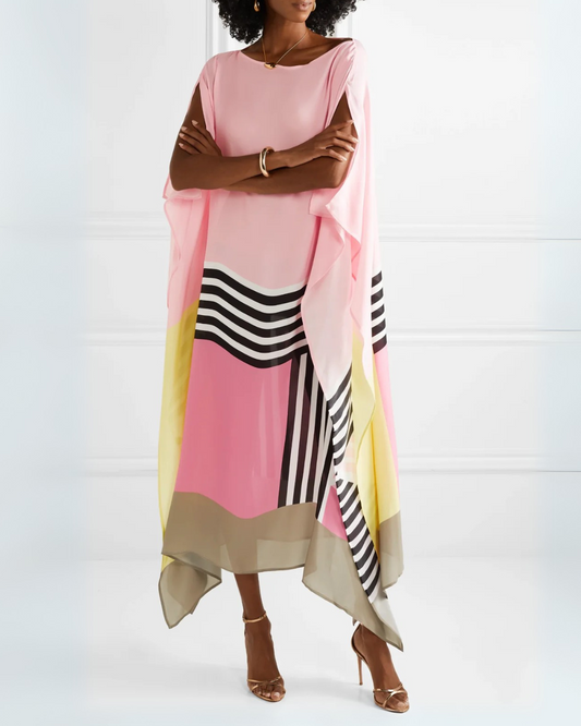 Vestido solto e elegante com estampado geométrico para mulher 