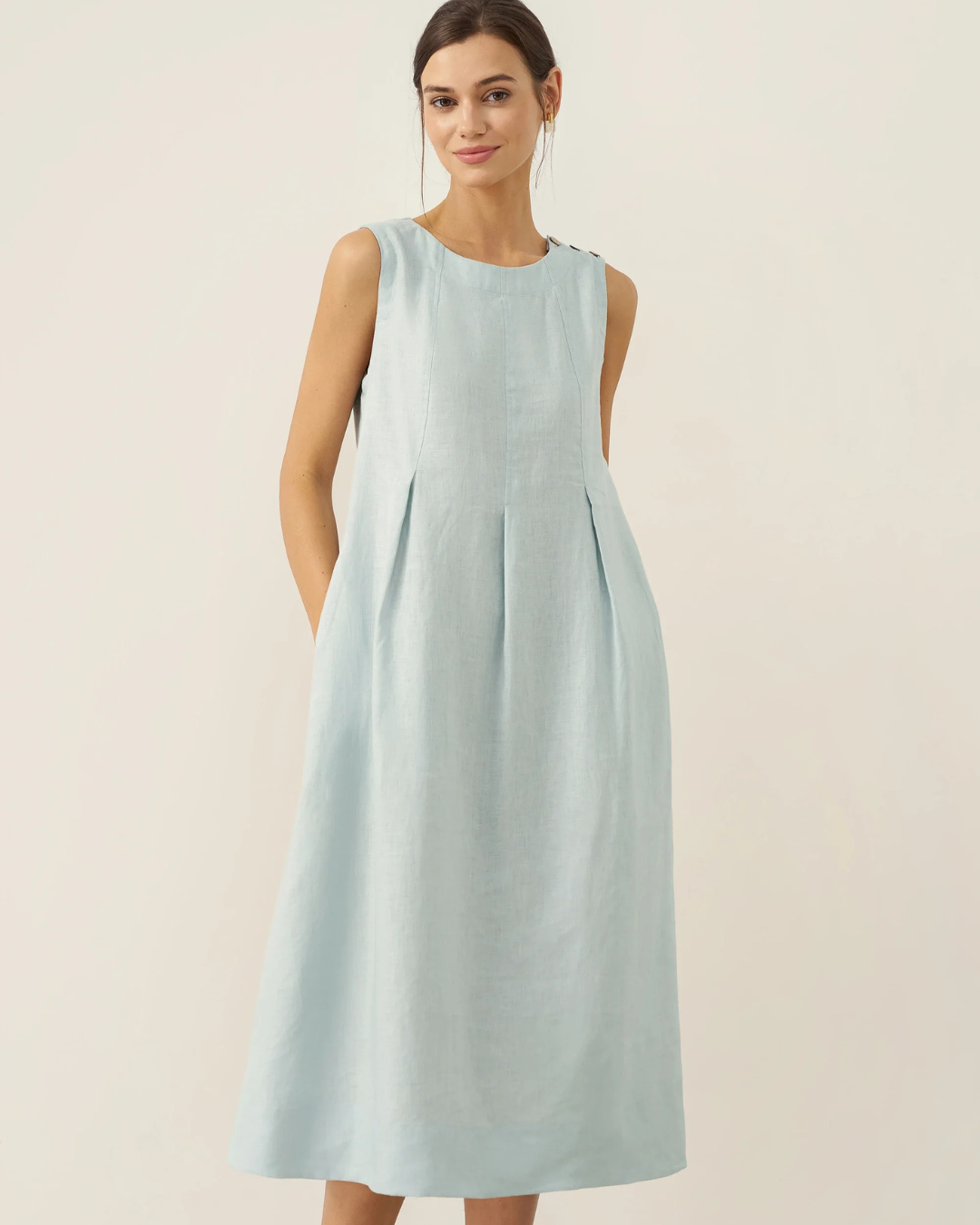 Vestido casual com bolsos laterais para mulher