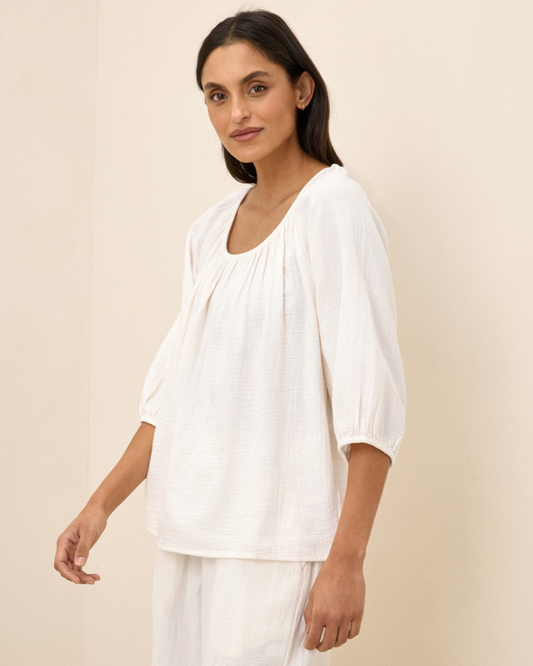 Blusa de Gola Redonda em Dupla Gaze Leveza e Estilo Natural