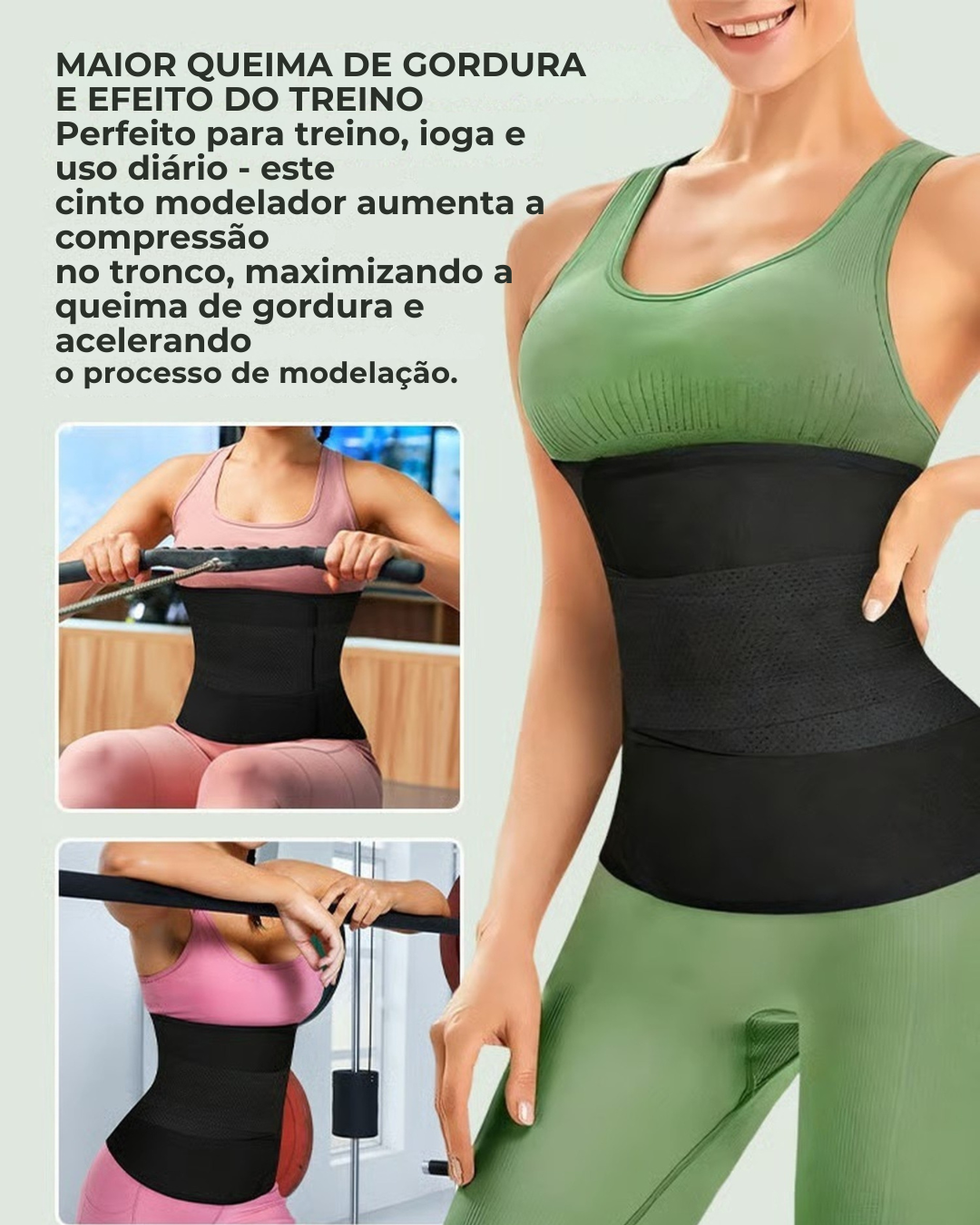Cinto de compressão e suporte para desempenho e conforto.