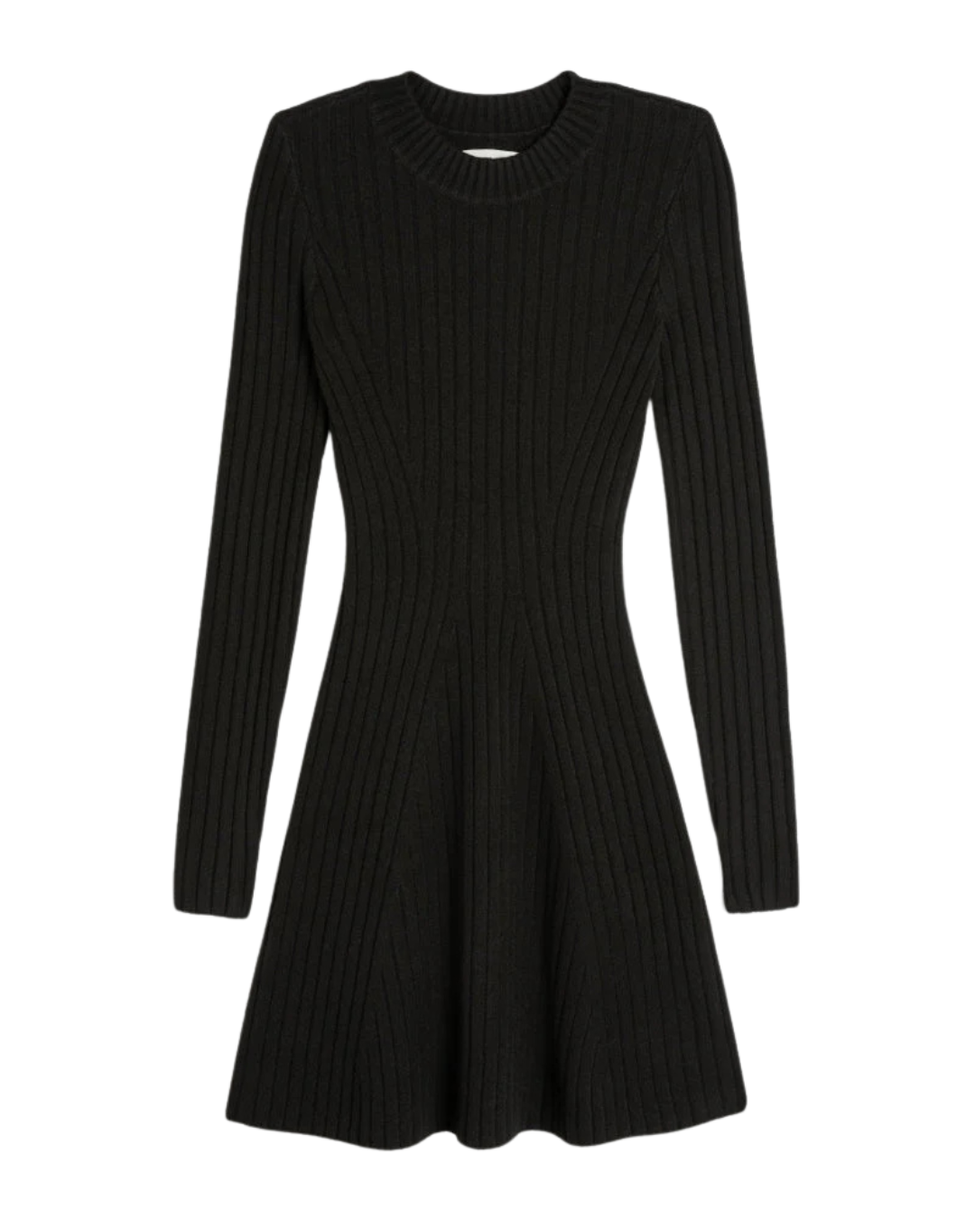 Vestido camisola de manga comprida com gola redonda para mulher 