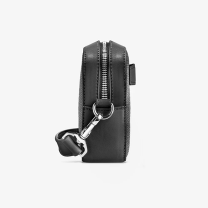 Bolsa de ombro em pele sintética com bolso frontal para homem