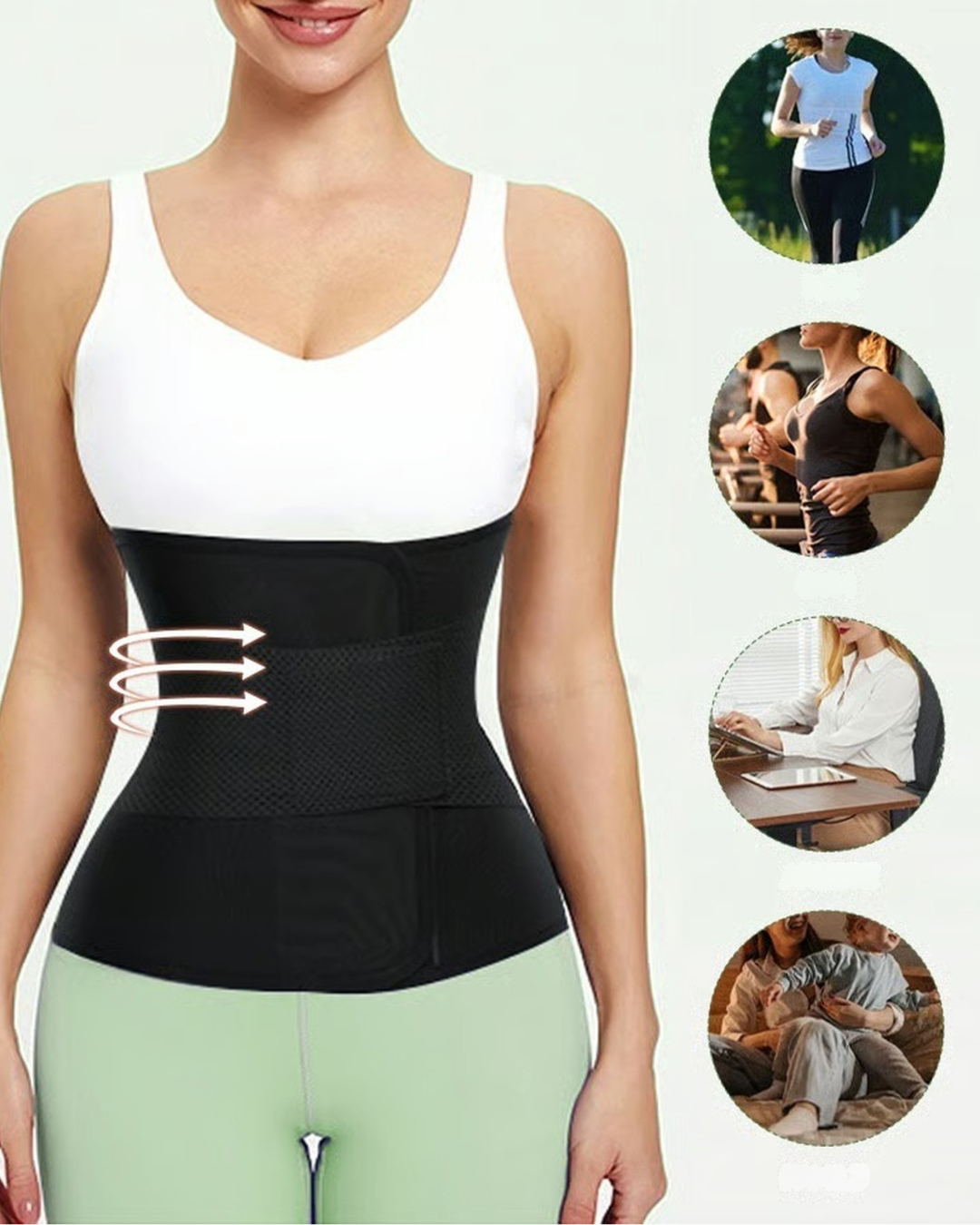 Cinto de compressão e suporte para desempenho e conforto.