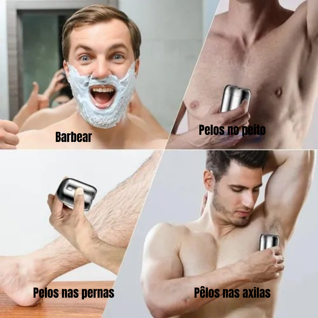 Aparador de barba elétrico portátil para homem com cabeça flutuante dupla e recarregável à prova de água