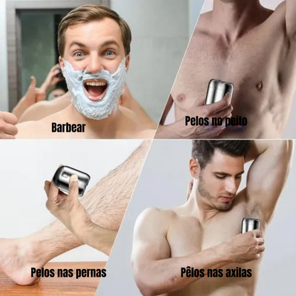 Aparador de barba elétrico portátil para homem com cabeça flutuante dupla e recarregável à prova de água