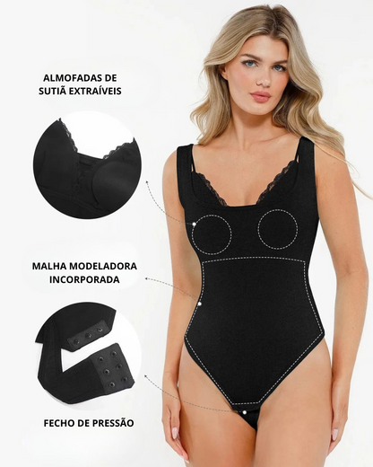 Body com Controlo da Abdomem e Interior em Renda para Mulher