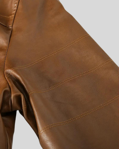 Casaco de couro com capuz para homem 