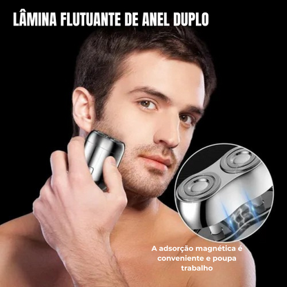 Aparador de barba elétrico portátil para homem com cabeça flutuante dupla e recarregável à prova de água