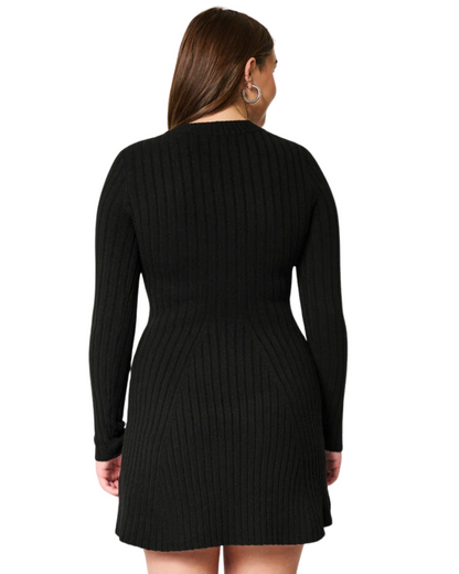 Vestido camisola de manga comprida com gola redonda para mulher 