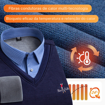 Camisa térmica casual de manga comprida para homem