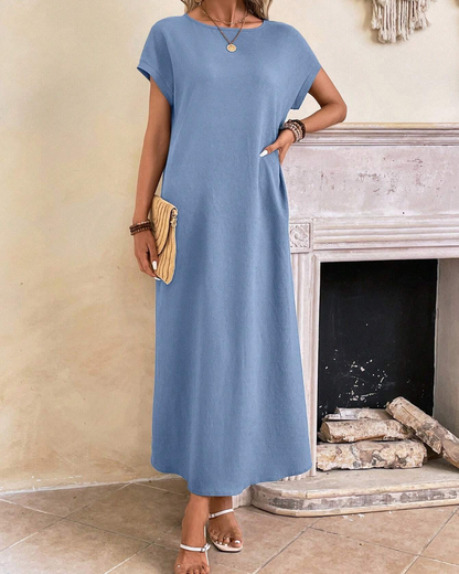 Vestido feminino comprimido, comprido e solto 