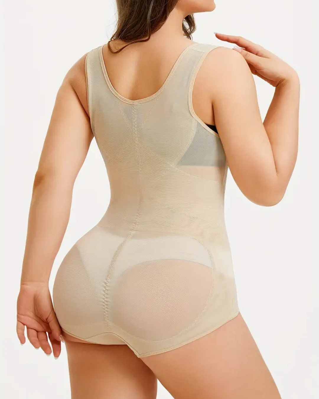 Cinta Casual Plus Size com Alças Semi-Transparentes, Controlo Da Barriga e Aumento Do Busto.