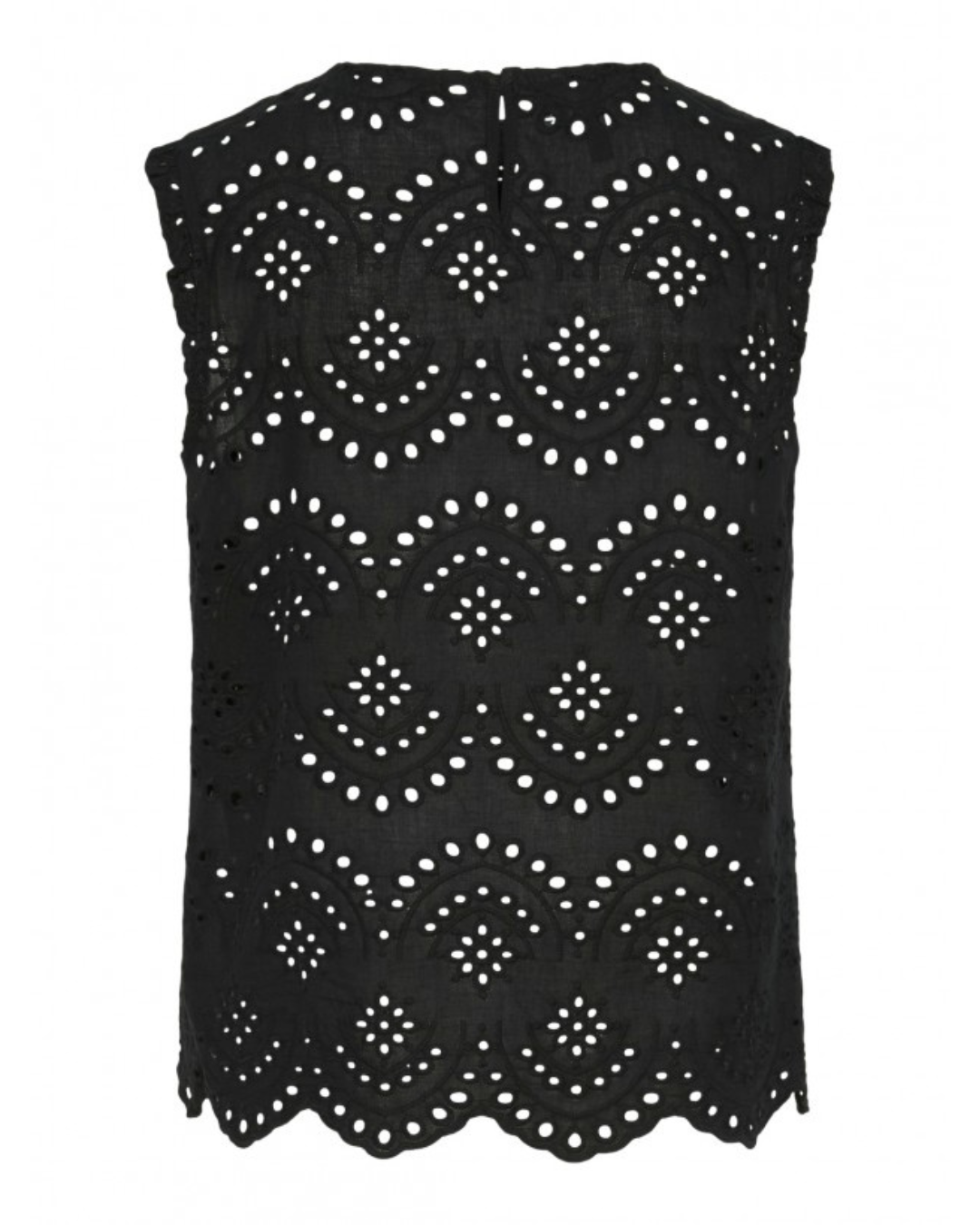 Blusa Bordada com Design Aberto e Pormenor de Folhos para Mulher