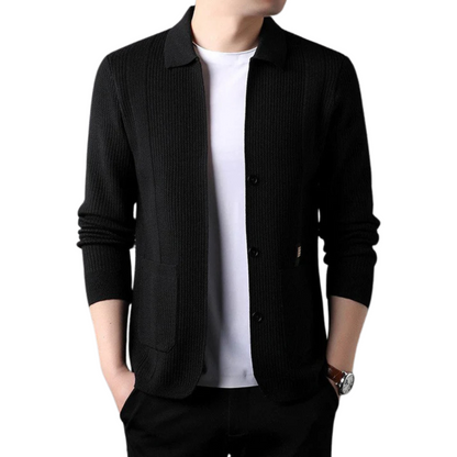 Casaco Casual de Malha para Homem com Botões e Bolsas 