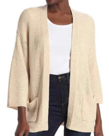 Casaco de malha casual com a frente aberta