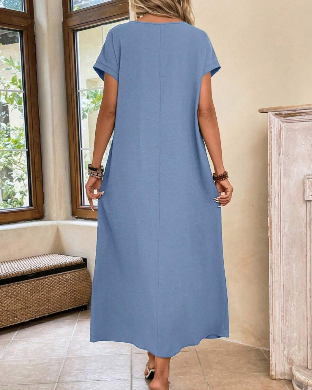 Vestido feminino comprimido, comprido e solto 