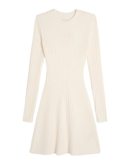 Vestido camisola de manga comprida com gola redonda para mulher 