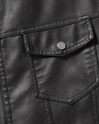 Casaco de couro com lapela para homem