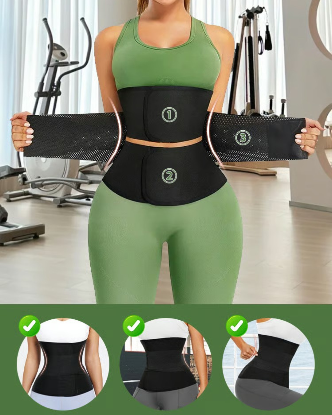 Cinto de compressão e suporte para desempenho e conforto.