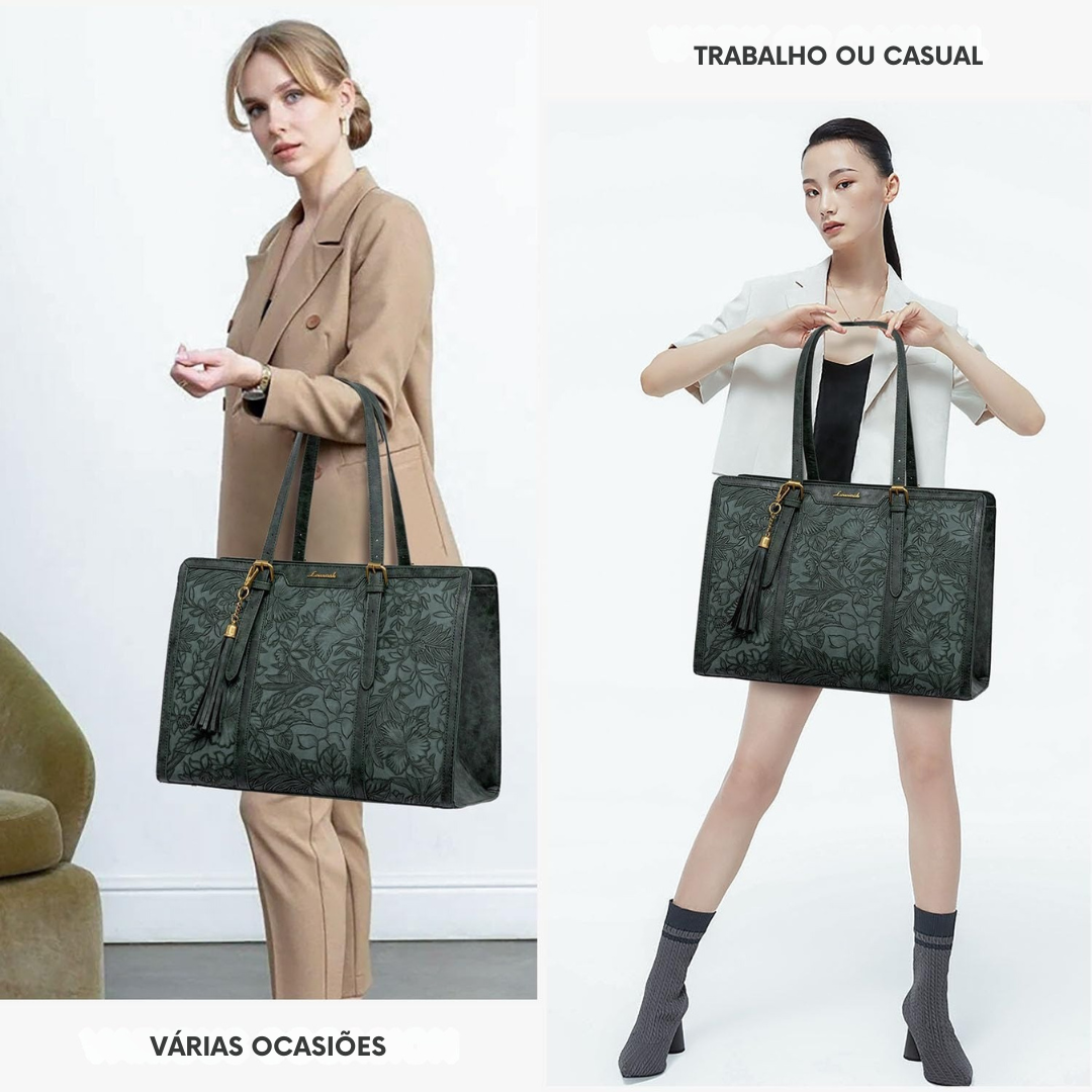 Bolsa vintage de senhora para portátil em couro