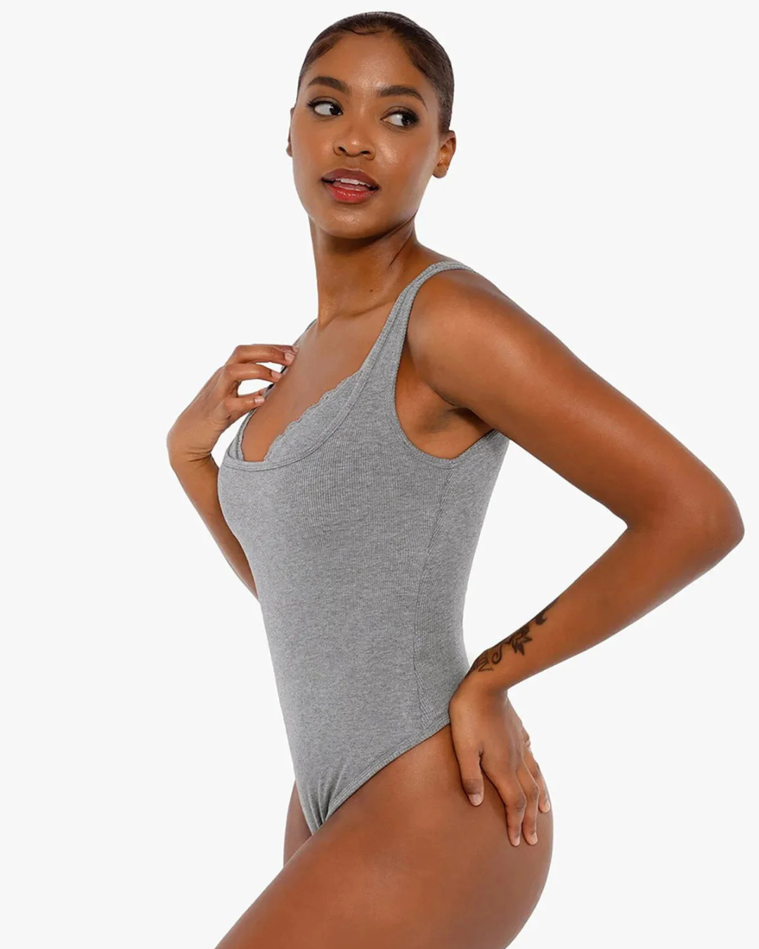 Body com Controlo da Abdomem e Interior em Renda para Mulher