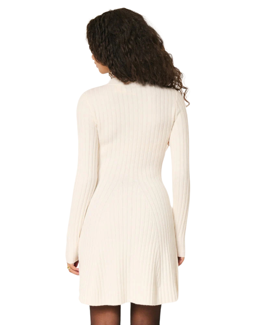 Vestido camisola de manga comprida com gola redonda para mulher 