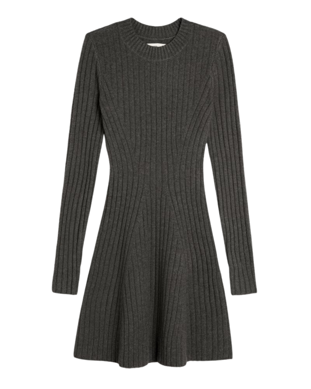 Vestido camisola de manga comprida com gola redonda para mulher 