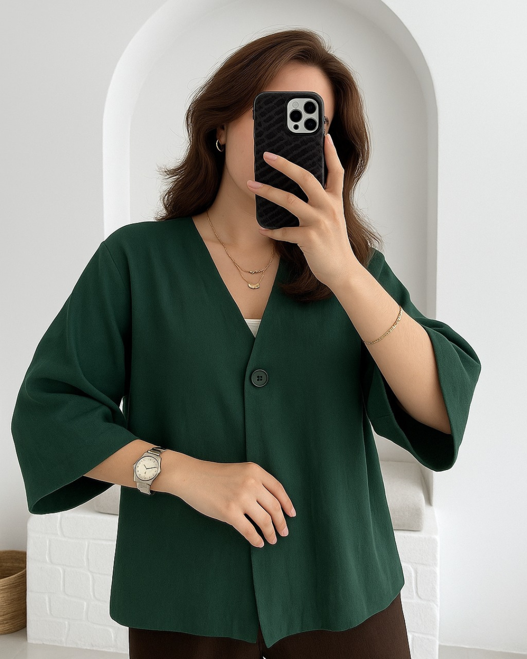 Cardigan com fecho de botões e design casual