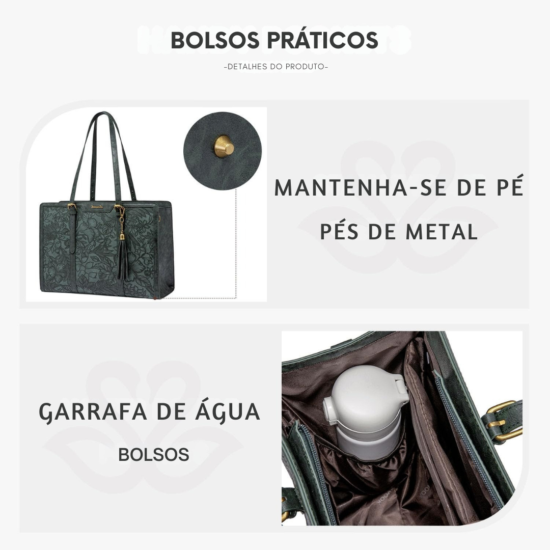 Bolsa vintage de senhora para portátil em couro