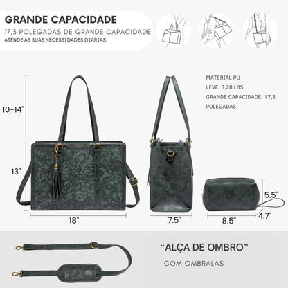 Bolsa vintage de senhora para portátil em couro