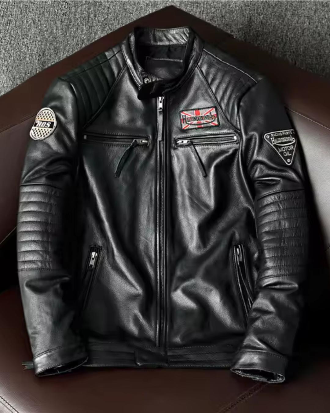 Blusão em pele genuína para homens e mulheres. 